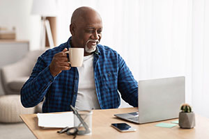 Man learning on computer